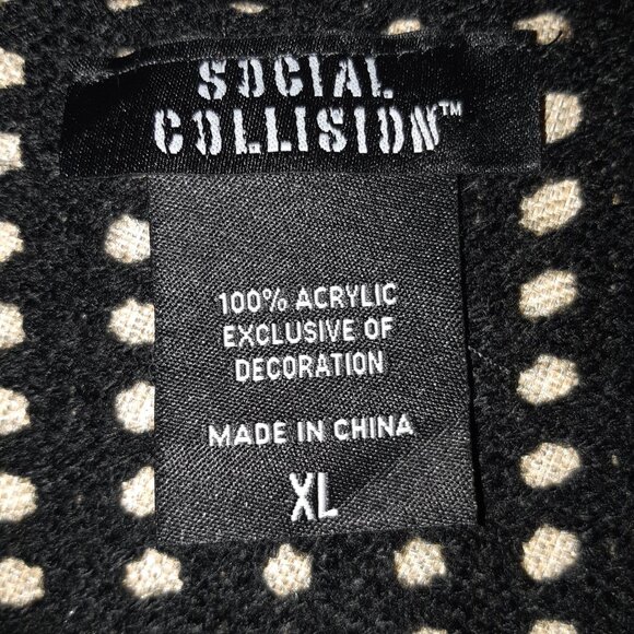 Social Collision Rainbow Icon Crop Knit Black Cardigan XL - Picture 4 of 13